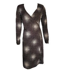 The Limited Dress Womens Size S Small Brown Tan Geometric‎ Long Sleeve Wrap